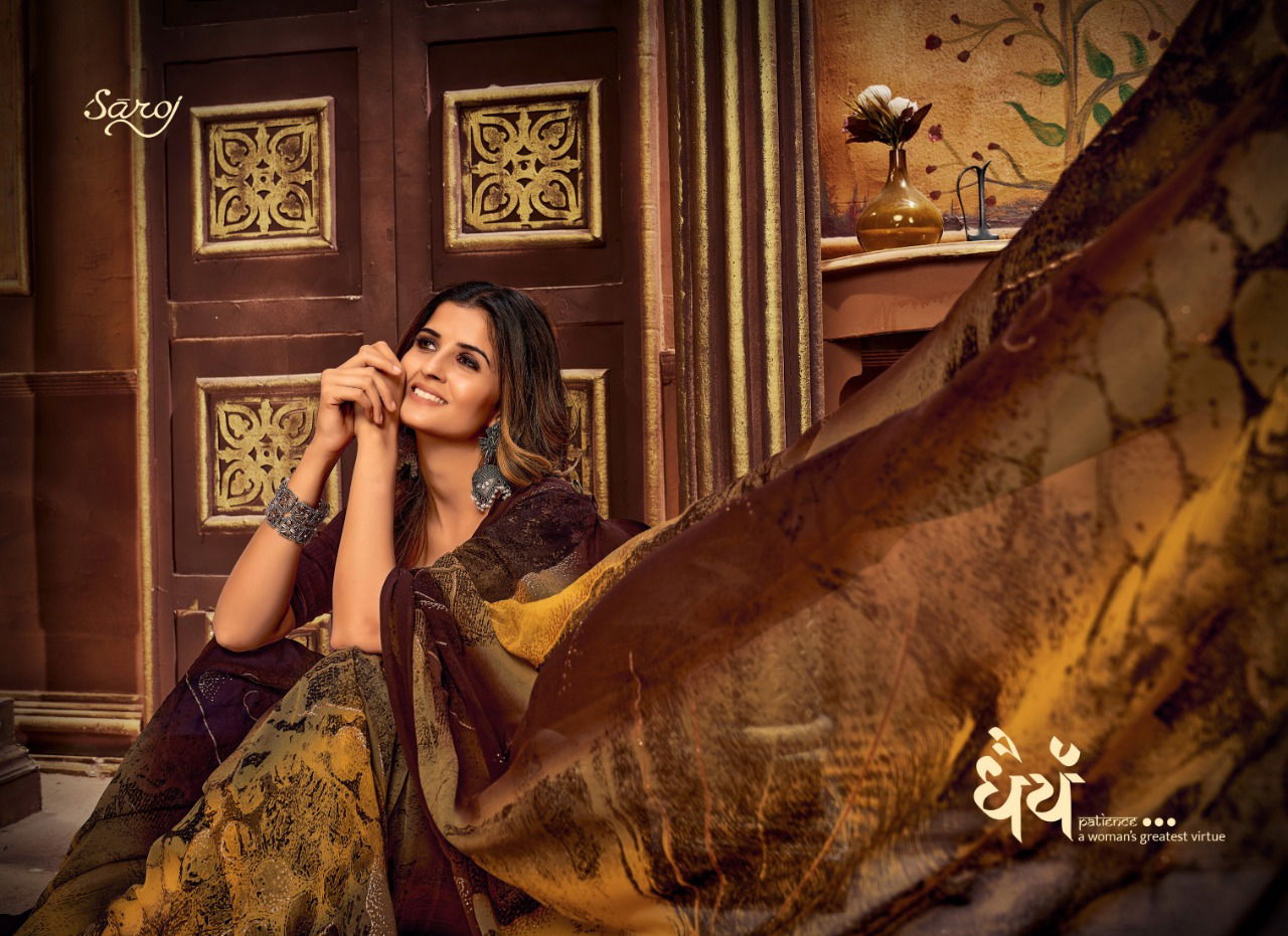 Saroj Magic New Ethnic Wear Printed Georgette Saree Latest Collection